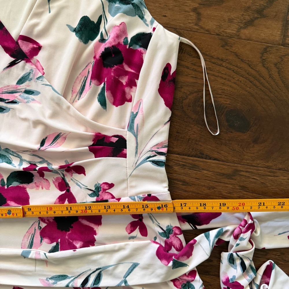 Lauren Ralph Lauren Floral Faux Wrap Dress Midi Derby Garden Party Rose Pink 12 - Picture 11 of 15